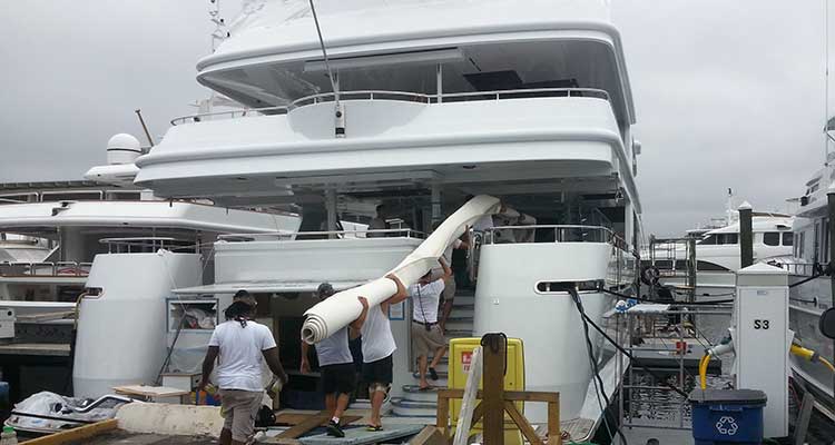 Loading a Yacht Carpet Installation